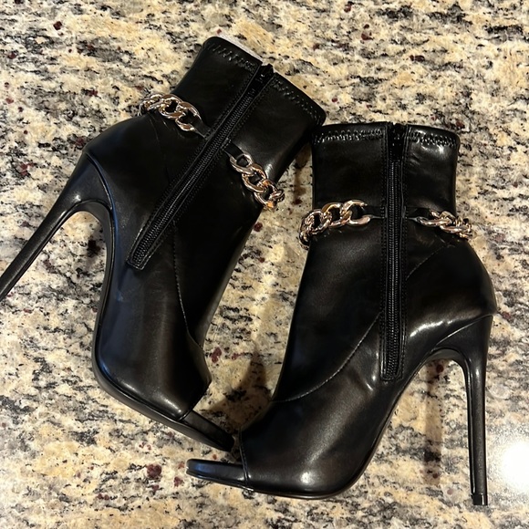 Steve Madden Faux Leather Peep Toe Boots - Picture 6 of 8